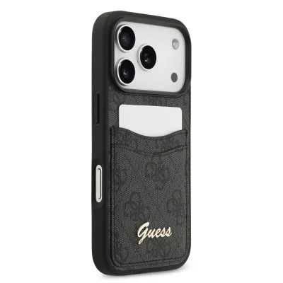 Guess Iphone 17 Pro Case With Card Slot And Stylish Metal Logo - Black